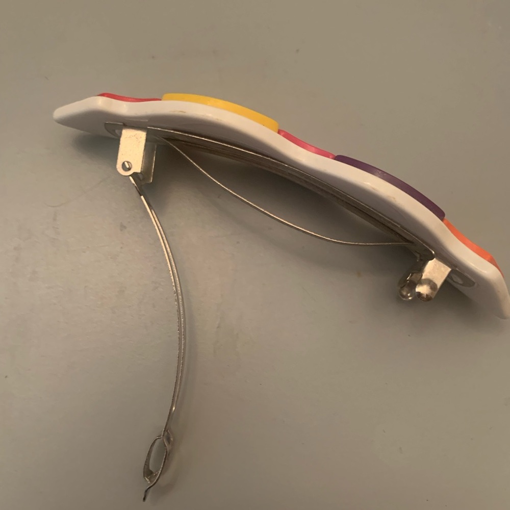 Vintage 80s French ๐ซ๐ท white-multi wave ๐ barrette - Picture 3 of 4